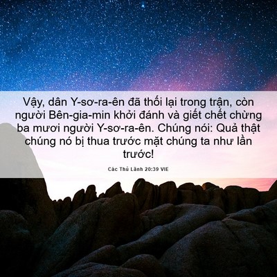 Picture 06 - Các Thủ Lãnh 20:39 VIE - Vậy, dân Y-sơ-ra-ên đã thối lại trong - Bible Verse Picture