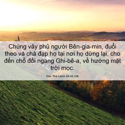 Picture 06 - Các Thủ Lãnh 20:43 VIE - Chúng vây phủ người Bên-gia-min, đuổi - Bible Verse Picture