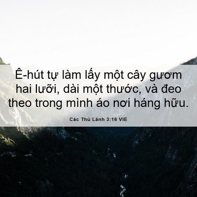 Picture 06 - Các Thủ Lãnh 3:16 VIE - Ê-hút tự làm lấy một cây gươm hai - Bible Verse Picture