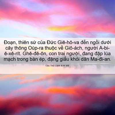 Picture 06 - Các Thủ Lãnh 6:11 VIE - Đoạn, thiên sứ của Đức Giê-hô-va - Bible Verse Picture