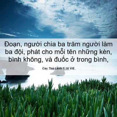 Picture 06 - Các Thủ Lãnh 7:16 VIE - Đoạn, người chia ba trăm người làm ba - Bible Verse Picture