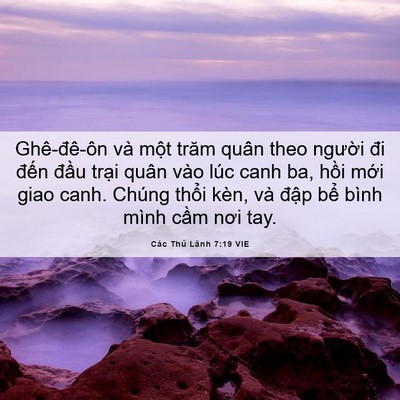 Picture 06 - Các Thủ Lãnh 7:19 VIE - Ghê-đê-ôn và một trăm quân theo người - Bible Verse Picture