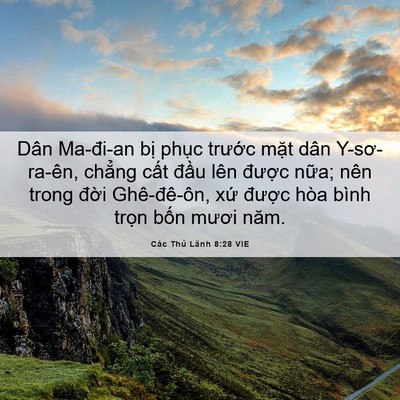 Picture 06 - Các Thủ Lãnh 8:28 VIE - Dân Ma-đi-an bị phục trước mặt dân - Bible Verse Picture