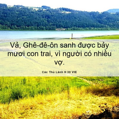 Picture 06 - Các Thủ Lãnh 8:30 VIE - Vả, Ghê-đê-ôn sanh được bảy mươi - Bible Verse Picture