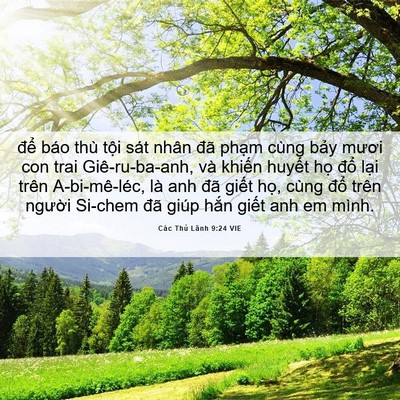 Picture 06 - Các Thủ Lãnh 9:24 VIE - để báo thù tội sát nhân đã phạm - Bible Verse Picture
