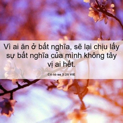 Picture 06 - Cô-lô-se 3:25 VIE - Vì ai ăn ở bất nghĩa, sẽ lại chịu - Bible Verse Picture