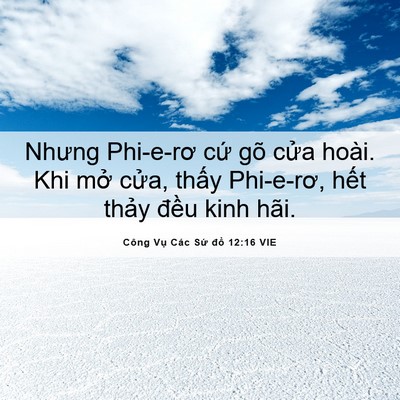 Picture 06 - Công Vụ Các Sứ đồ 12:16 VIE - Nhưng Phi-e-rơ cứ gõ cửa hoài. Khi mở - Bible Verse Picture