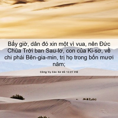 Picture 06 - Công Vụ Các Sứ đồ 13:21 VIE - Bấy giờ, dân đó xin một vì vua, nên - Bible Verse Picture