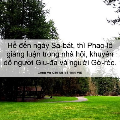 Picture 06 - Công Vụ Các Sứ đồ 18:4 VIE - Hễ đến ngày Sa-bát, thì Phao-lô giảng - Bible Verse Picture