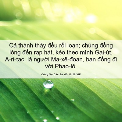 Picture 06 - Công Vụ Các Sứ đồ 19:29 VIE - Cả thành thảy đều rối loạn; chúng - Bible Verse Picture