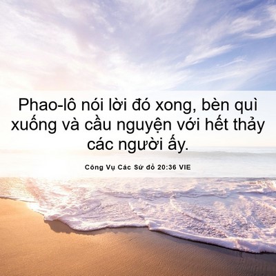 Picture 06 - Công Vụ Các Sứ đồ 20:36 VIE - Phao-lô nói lời đó xong, bèn quì xuống - Bible Verse Picture