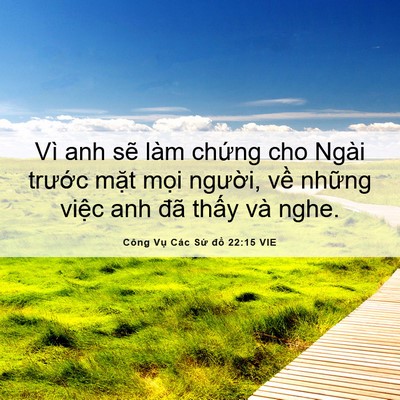 Picture 06 - Công Vụ Các Sứ đồ 22:15 VIE - Vì anh sẽ làm chứng cho Ngài trước - Bible Verse Picture