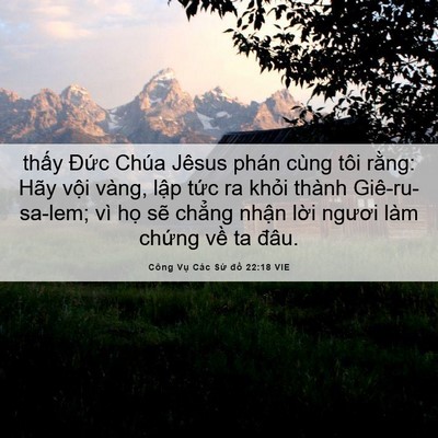 Picture 06 - Công Vụ Các Sứ đồ 22:18 VIE - thấy Đức Chúa Jêsus phán cùng tôi - Bible Verse Picture