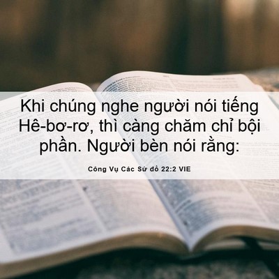 Picture 06 - Công Vụ Các Sứ đồ 22:2 VIE - Khi chúng nghe người nói tiếng - Bible Verse Picture