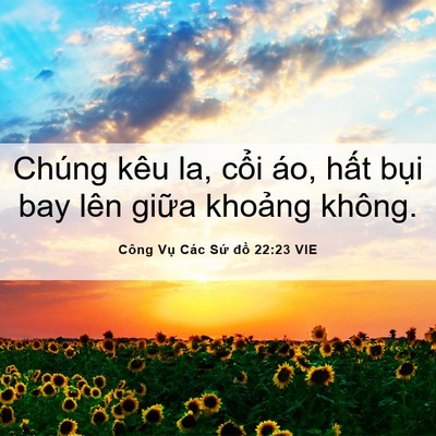 Picture 06 - Công Vụ Các Sứ đồ 22:23 VIE - Chúng kêu la, cổi áo, hất bụi bay lên - Bible Verse Picture