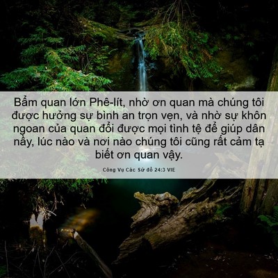 Picture 06 - Công Vụ Các Sứ đồ 24:3 VIE - Bẩm quan lớn Phê-lít, nhờ ơn quan mà - Bible Verse Picture