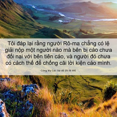 Picture 06 - Công Vụ Các Sứ đồ 25:16 VIE - Tôi đáp lại rằng người Rô-ma chẳng - Bible Verse Picture