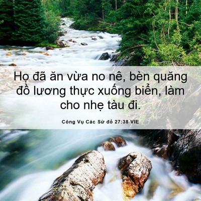 Picture 06 - Công Vụ Các Sứ đồ 27:38 VIE - Họ đã ăn vừa no nê, bèn quăng đồ - Bible Verse Picture