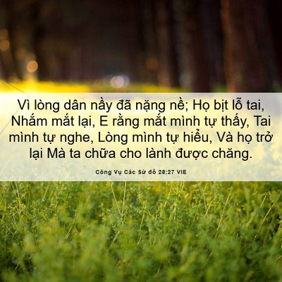 Picture 06 - Công Vụ Các Sứ đồ 28:27 VIE - Vì lòng dân nầy đã nặng nề; Họ bịt - Bible Verse Picture