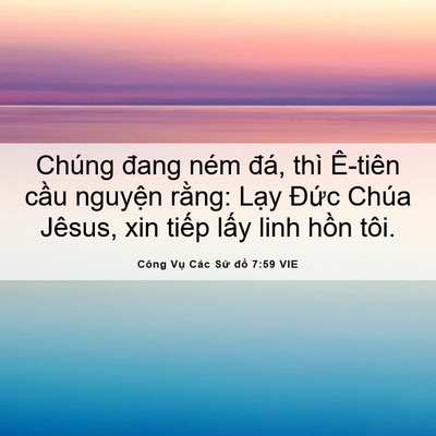 Picture 06 - Công Vụ Các Sứ đồ 7:59 VIE - Chúng đang ném đá, thì Ê-tiên cầu - Bible Verse Picture