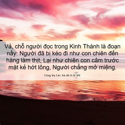 Picture 06 - Công Vụ Các Sứ đồ 8:32 VIE - Vả, chỗ người đọc trong Kinh Thánh là - Bible Verse Picture