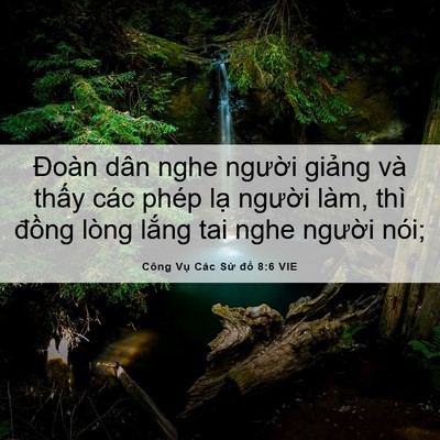 Picture 06 - Công Vụ Các Sứ đồ 8:6 VIE - Đoàn dân nghe người giảng và thấy các - Bible Verse Picture