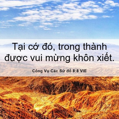 Picture 06 - Công Vụ Các Sứ đồ 8:8 VIE - Tại cớ đó, trong thành được vui mừng - Bible Verse Picture