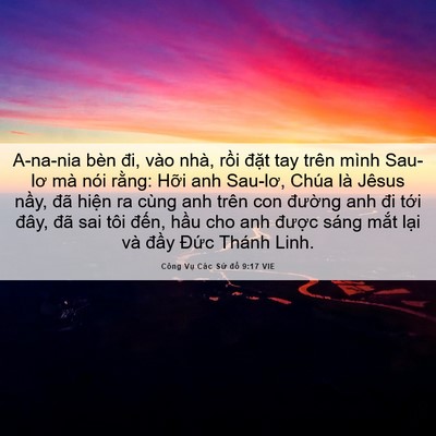 Picture 06 - Công Vụ Các Sứ đồ 9:17 VIE - A-na-nia bèn đi, vào nhà, rồi đặt tay - Bible Verse Picture