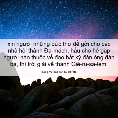 Picture 06 - Công Vụ Các Sứ đồ 9:2 VIE - xin người những bức thơ để gởi cho - Bible Verse Picture