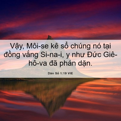 Picture 06 - Dân Số 1:19 VIE - Vậy, Môi-se kê sổ chúng nó tại đồng - Bible Verse Picture