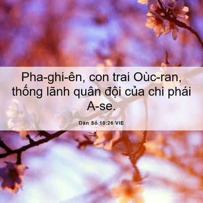 Picture 06 - Dân Số 10:26 VIE - Pha-ghi-ên, con trai Oùc-ran, thống lãnh - Bible Verse Picture