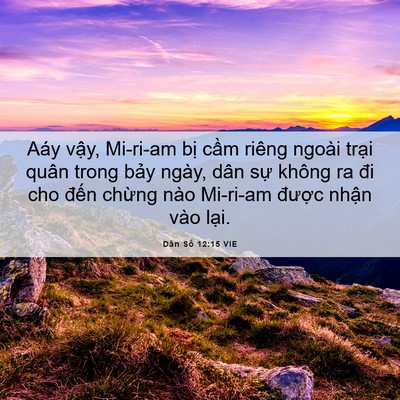 Picture 06 - Dân Số 12:15 VIE - Aáy vậy, Mi-ri-am bị cầm riêng ngoài - Bible Verse Picture