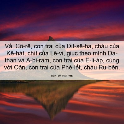 Picture 06 - Dân Số 16:1 VIE - Vả, Cô-rê, con trai của Dít-sê-ha, cháu - Bible Verse Picture