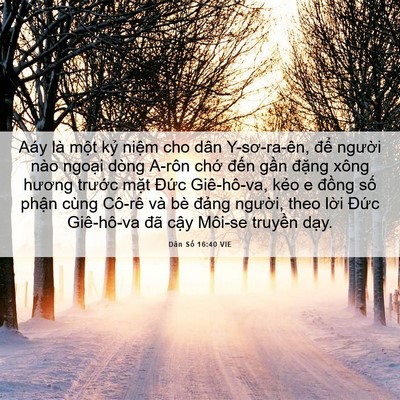 Picture 06 - Dân Số 16:40 VIE - Aáy là một kỷ niệm cho dân Y-sơ-ra-ên, - Bible Verse Picture