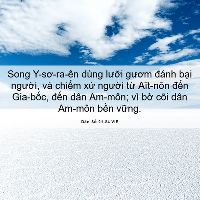 Picture 06 - Dân Số 21:24 VIE - Song Y-sơ-ra-ên dùng lưỡi gươm đánh - Bible Verse Picture