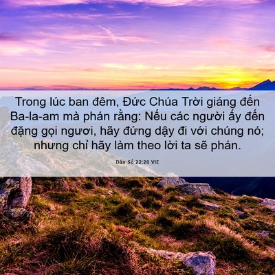 Picture 06 - Dân Số 22:20 VIE - Trong lúc ban đêm, Đức Chúa Trời giáng - Bible Verse Picture