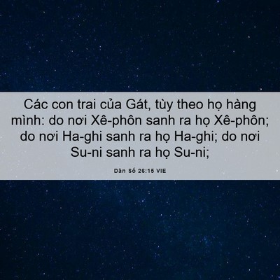 Picture 06 - Dân Số 26:15 VIE - Các con trai của Gát, tùy theo họ hàng - Bible Verse Picture