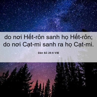 Picture 06 - Dân Số 26:6 VIE - do nơi Hết-rôn sanh họ Hết-rôn; do nơi - Bible Verse Picture