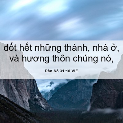 Picture 06 - Dân Số 31:10 VIE - đốt hết những thành, nhà ở, và - Bible Verse Picture