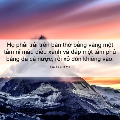 Picture 06 - Dân Số 4:11 VIE - Họ phải trải trên bàn thờ bằng vàng - Bible Verse Picture