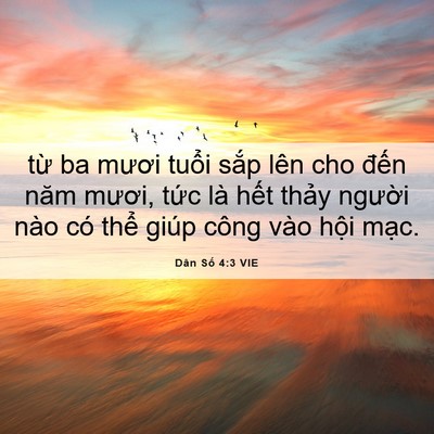 Picture 06 - Dân Số 4:3 VIE - từ ba mươi tuổi sắp lên cho đến năm - Bible Verse Picture