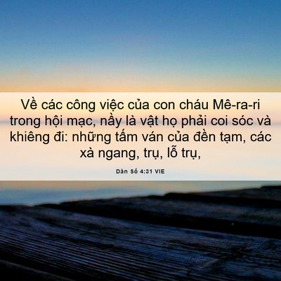 Picture 06 - Dân Số 4:31 VIE - Về các công việc của con cháu Mê-ra-ri - Bible Verse Picture