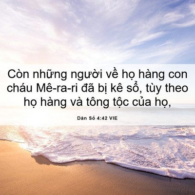 Picture 06 - Dân Số 4:42 VIE - Còn những người về họ hàng con cháu - Bible Verse Picture