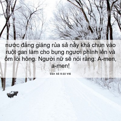 Picture 06 - Dân Số 5:22 VIE - nước đắng giáng rủa sả nầy khá chun - Bible Verse Picture