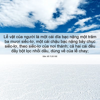 Picture 06 - Dân Số 7:25 VIE - Lễ vật của người là một cái dĩa - Bible Verse Picture