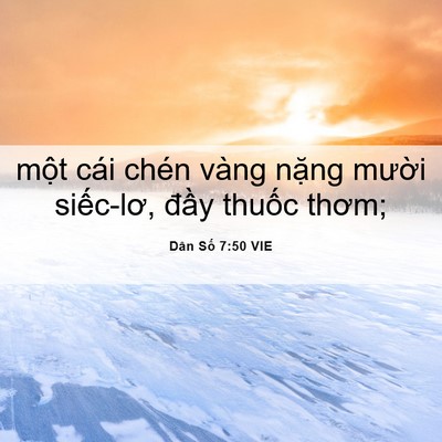 Picture 06 - Dân Số 7:50 VIE - một cái chén vàng nặng mười siếc-lơ, - Bible Verse Picture