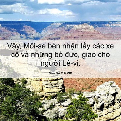 Picture 06 - Dân Số 7:6 VIE - Vậy, Môi-se bèn nhận lấy các xe cộ và - Bible Verse Picture