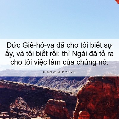 Picture 06 - Giê-rê-mi-a 11:18 VIE - Đức Giê-hô-va đã cho tôi biết sự - Bible Verse Picture