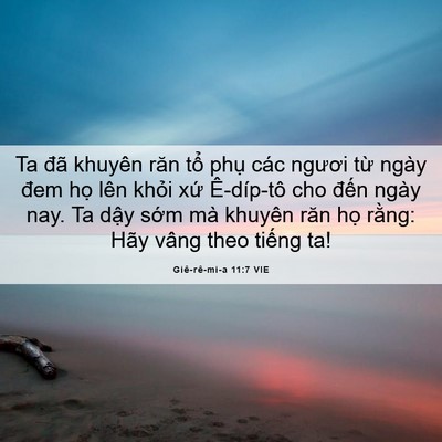 Picture 06 - Giê-rê-mi-a 11:7 VIE - Ta đã khuyên răn tổ phụ các ngươi từ - Bible Verse Picture