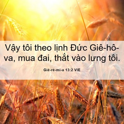 Picture 06 - Giê-rê-mi-a 13:2 VIE - Vậy tôi theo lịnh Đức Giê-hô-va, mua - Bible Verse Picture